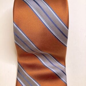 SAKS FIFTH AVENUE Orange Woven Silk Stripe Tie